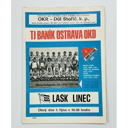 Programm TJ Banik Ostrava OKD (CZE) - LASK Linz (AUT), 1984