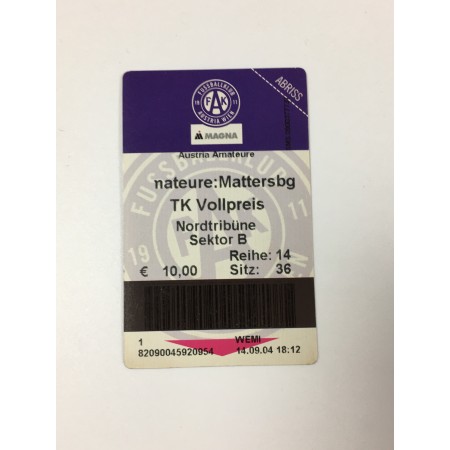 Ticket Austria Wien Amateure - SV Mattersburg, 2004