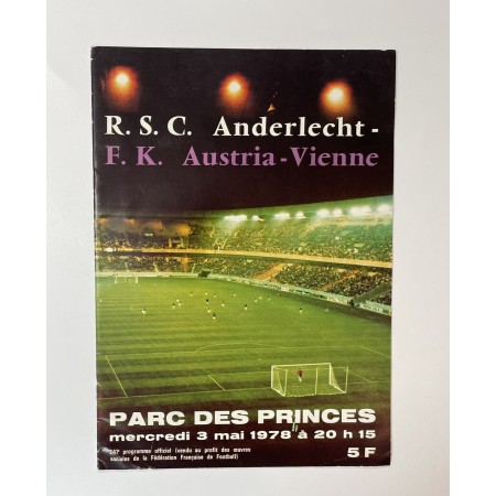 Programm RSC Anderlecht (BEL) - Austria Wien, Finale 1978