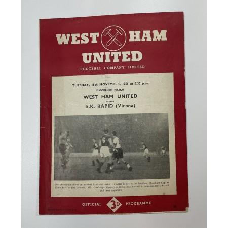 Programm West Ham United (ENG) - Rapid Wien (AUT), 1955