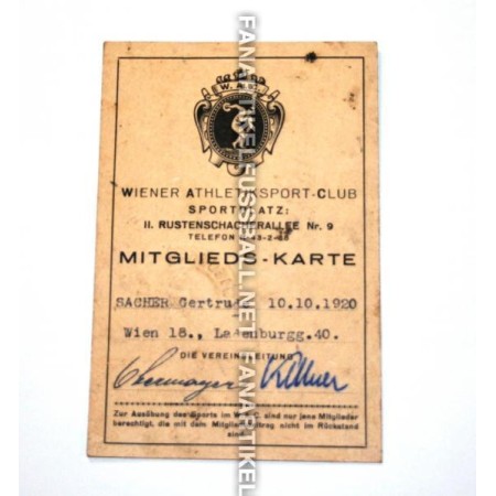 Museum Mitgliedskarte von 1920