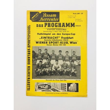 Programm Eintracht Frankfurt (GER) - Wiener Sportclub (AUT), 1960