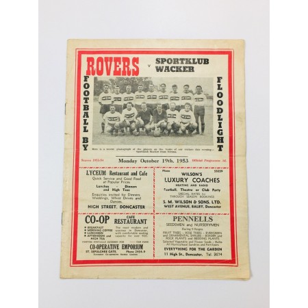 Programm Doncaster Rovers (ENG) - Sportklub Wacker Wien (AUT), 1953