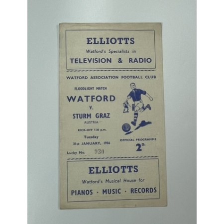 Programm Watford FC (ENG) - Sturm Graz (AUT), 1956