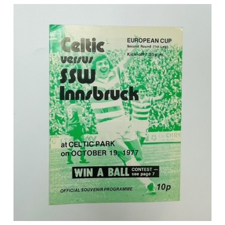 Programm Celtic Glasgow (SCO) - SSW Wacker Innsbruck (AUT), 1977
