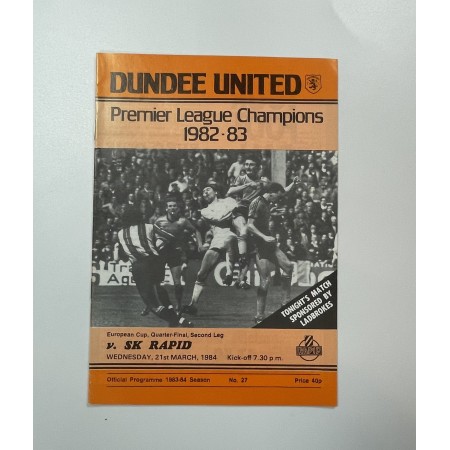 Programm Dundee United (SCO) - Rapid Wien (AUT), 1982