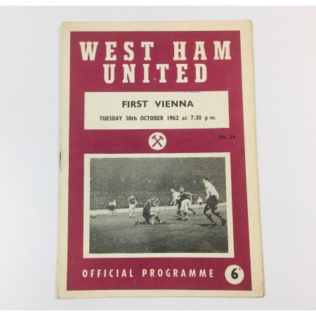 copy of Programm West Ham United (ENG) - First Vienna FC (AUT), 1962